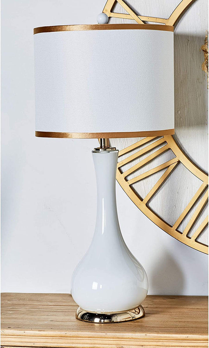 Modern Iron Glass Long Neck Table Lamp White Contemporary - Diamond Home USA