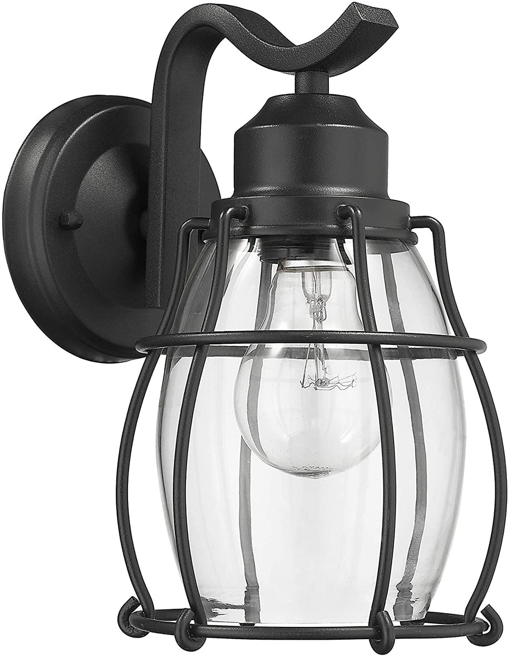 1 Light Textured Black Outdoor Wall Sconce Farmhouse Nautical Coastal Metal Dimmable - Diamond Home USA