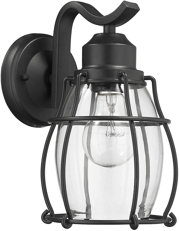 1 Light Textured Black Outdoor Wall Sconce Farmhouse Nautical Coastal Metal Dimmable - Diamond Home USA