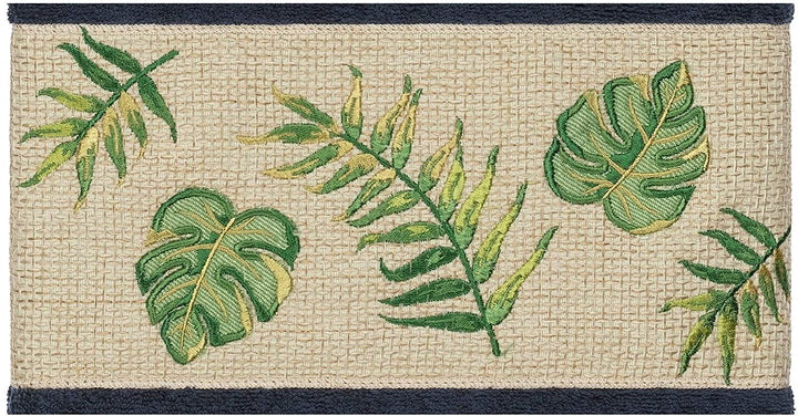 Turkish Cotton Palm Fronds Embroidered Midnight Blue 3 Piece Towel Set Cloth - Diamond Home USA