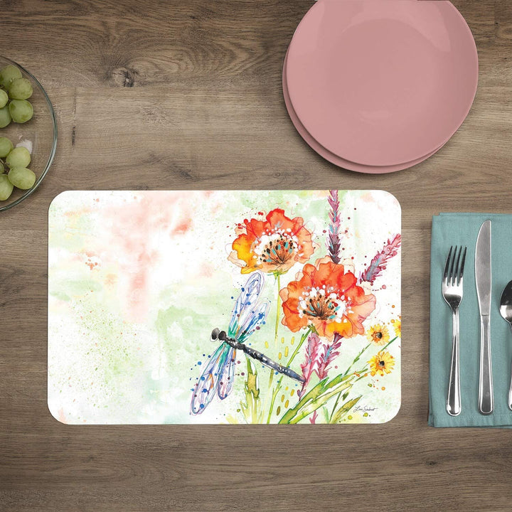 Wipe Clean Placemats Set 4 Flight Color Rectangle Plastic - Diamond Home USA