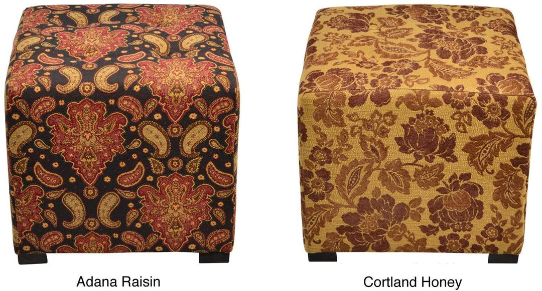 Rock Point Patterned 4 Button Tufted Square Ottoman Gold