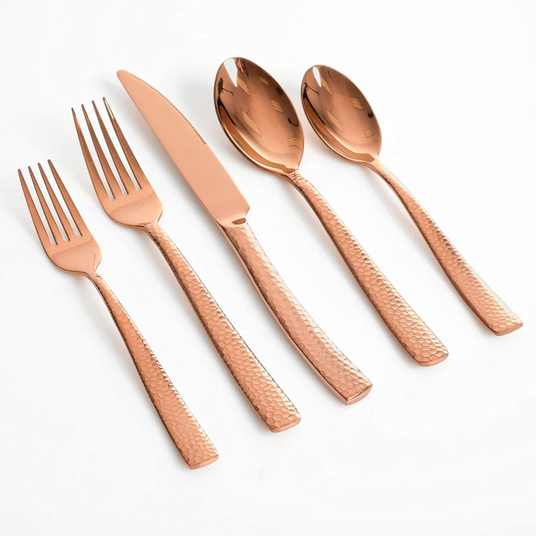 20 Piece Flatware Set Rose Gold Traditional Stainless