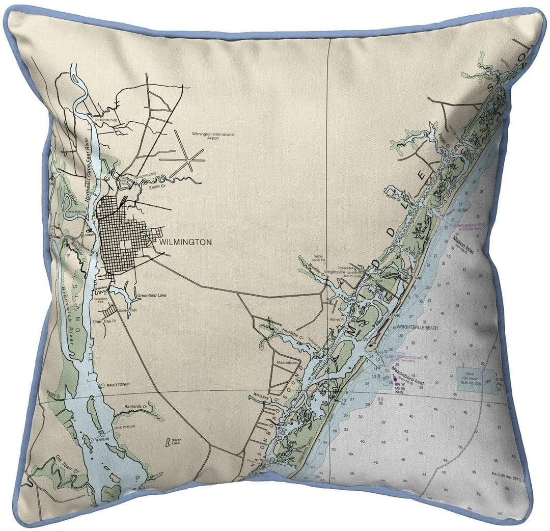 Beach Nc Nautical Map Small Pillow Color Graphic Coastal