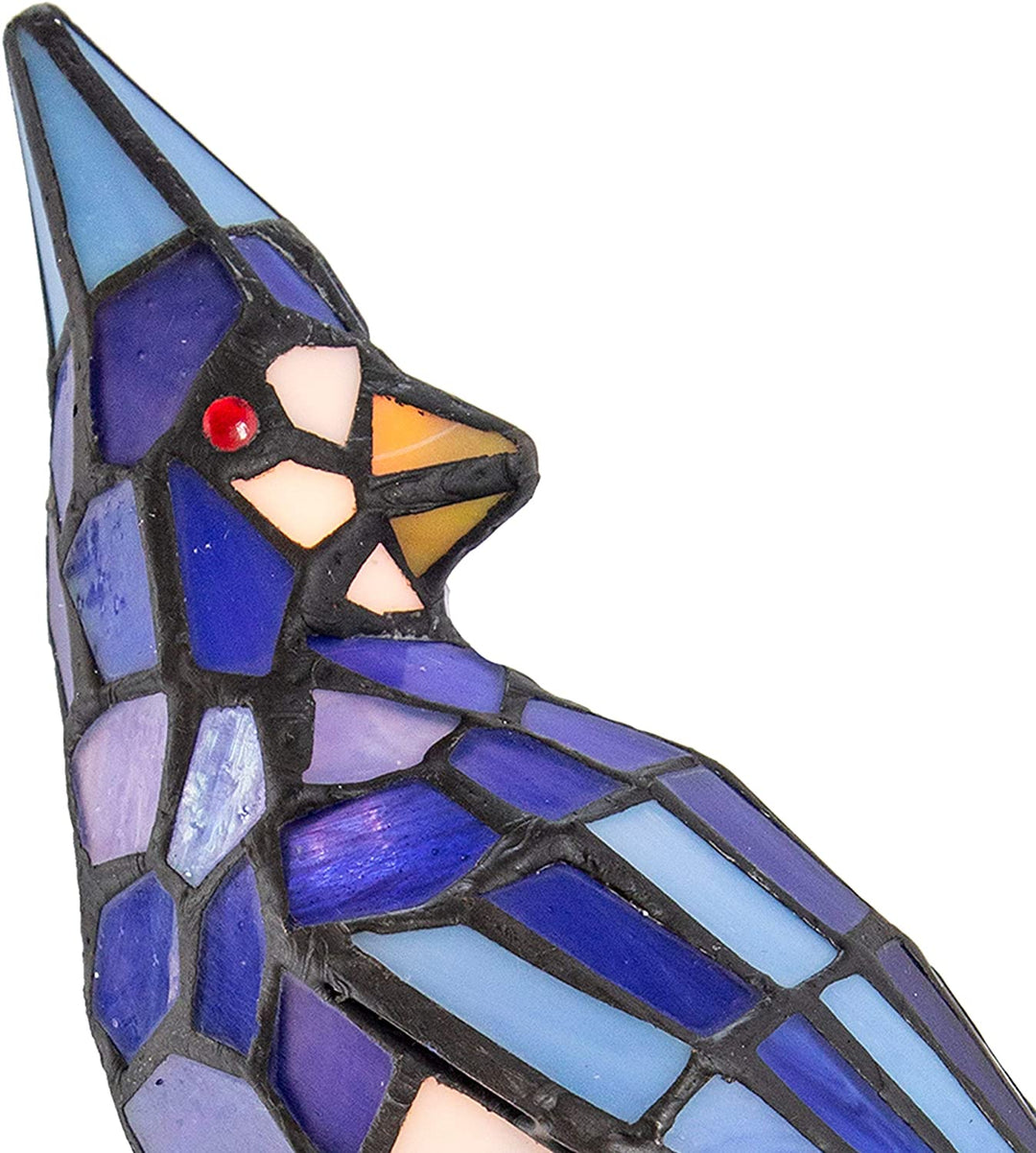 MISC 13 5" h Stained Glass Bird Accent Lamp Blue Traditional Bronze
