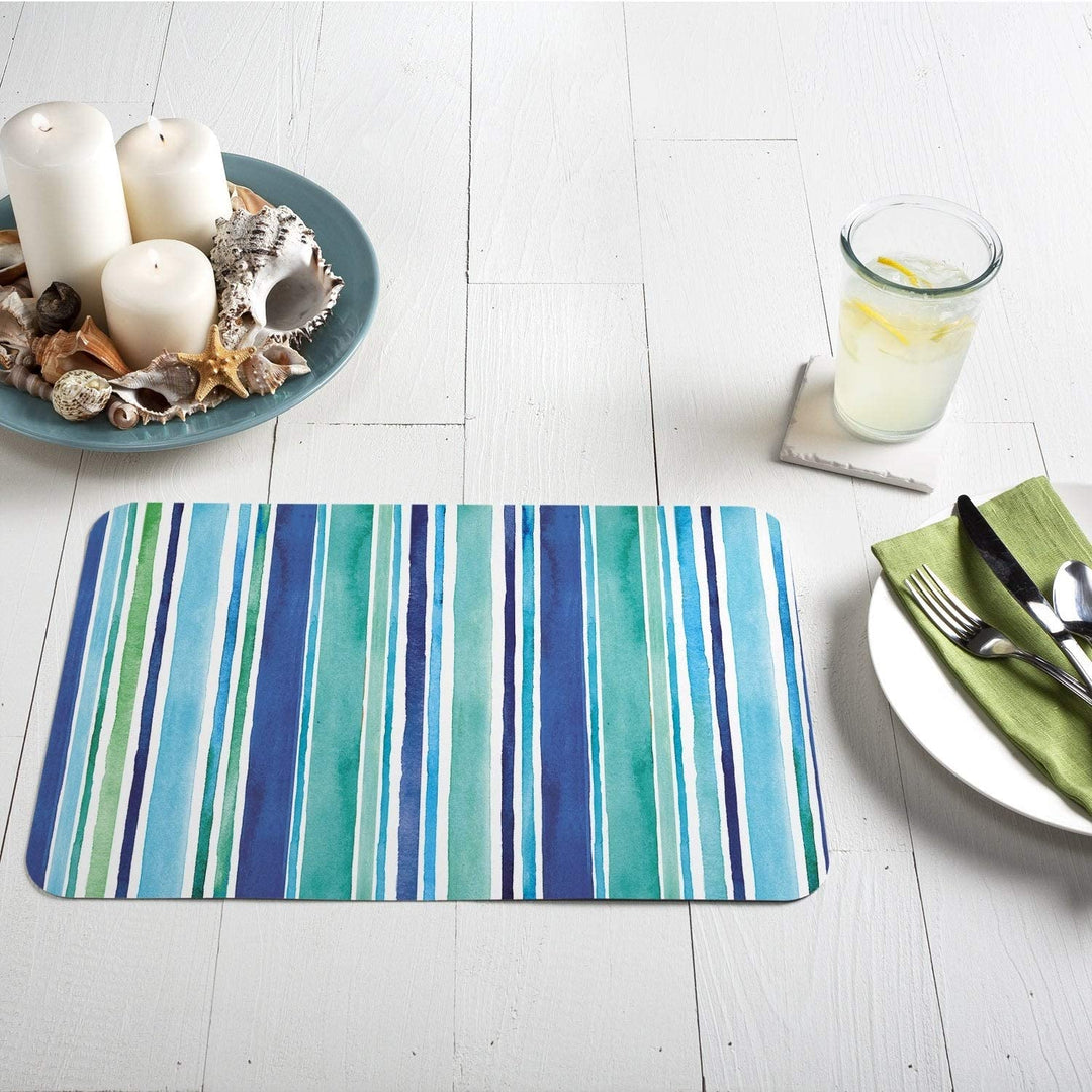 Wipe Clean Placemats Set 4 Chairs Sea Color Rectangle Plastic - Diamond Home USA