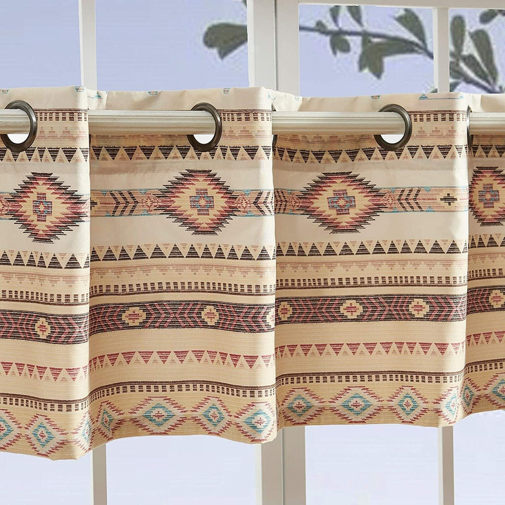 Tan Grommet top Window Valance Beige Chevron Geometric Stripe 100% Polyester Lined - Diamond Home USA