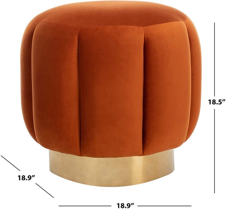 Channel Tufted/Gold Burgundy Bohemian Eclectic Glam Modern Contemporary Solid Round Foam Steel Wood Textured - Diamond Home USA