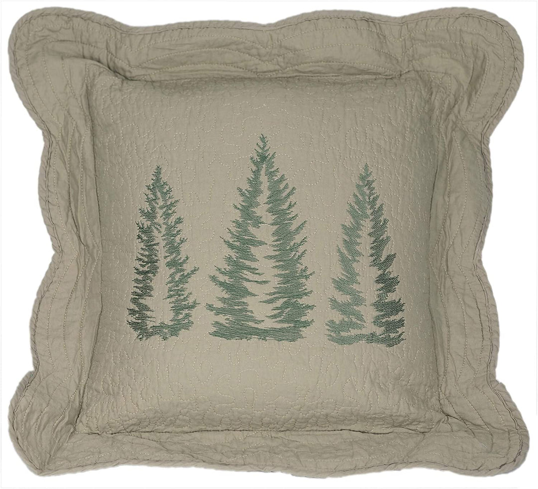 Bear Trees Decorative Pillow Green Nature Cabin Lodge Cotton