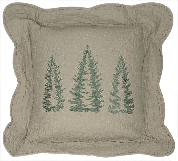 Bear Trees Decorative Pillow Green Nature Cabin Lodge Cotton