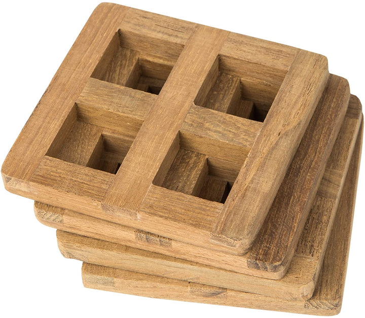 Teak 4 Piece Coaster Set 4 pc Brown - Diamond Home USA