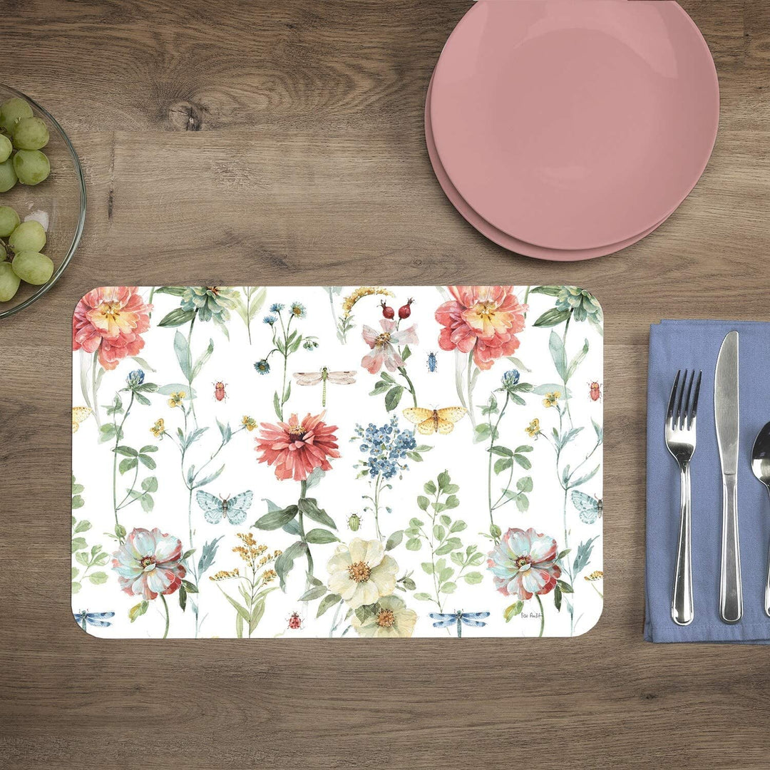 Wipe Clean Placemats Set 4 Bunny Color Rectangle Plastic - Diamond Home USA