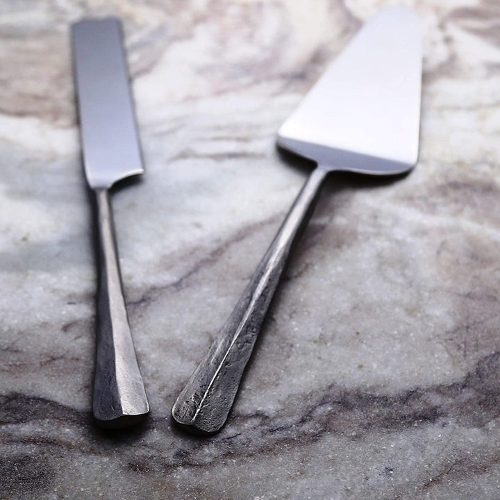 MISC Nascent Steel Cake Serving Set Stainless 2 Piece Handmade