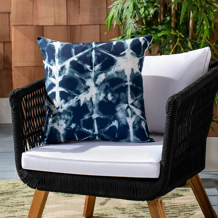 18" Indoor/Outdoor Pillow Navy White Abstract Modern