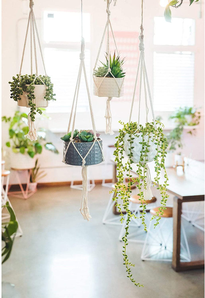 MISC Artificial Plant String Pearls Macrame Hanging Ceramic One Size Handmade