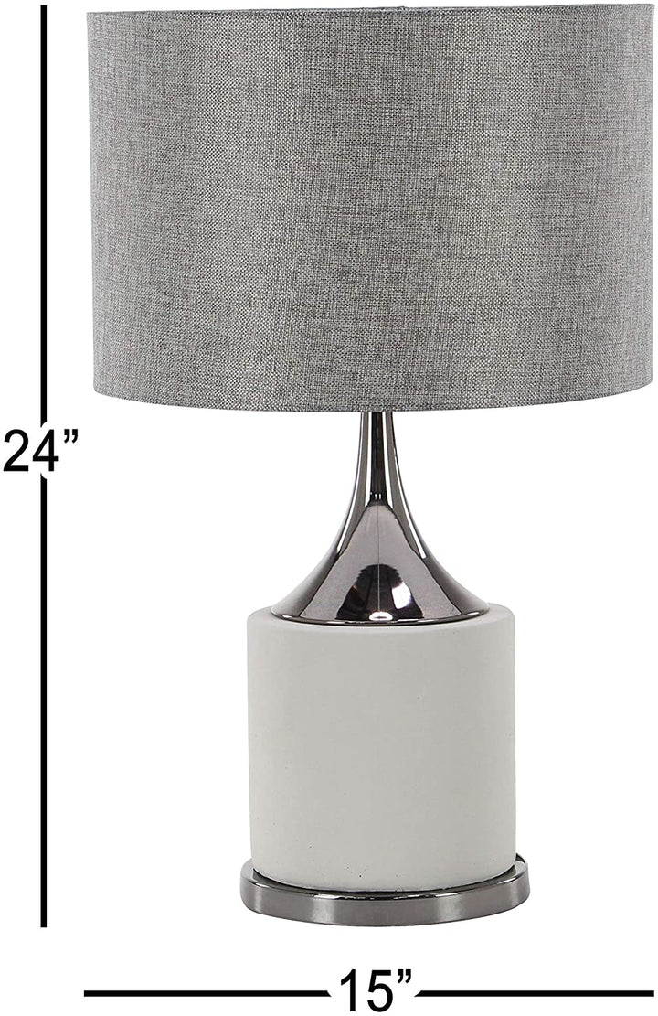 Grey Concrete Table Lamp 24" Uplight Desk Lamp Drum Shade Accent Reading Light Modern Offices Home Bedroom Living Room Iron