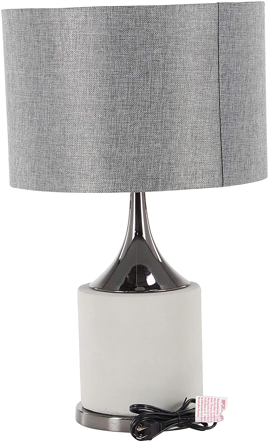 Grey Concrete Table Lamp 24" Uplight Desk Lamp Drum Shade Accent Reading Light Modern Offices Home Bedroom Living Room Iron