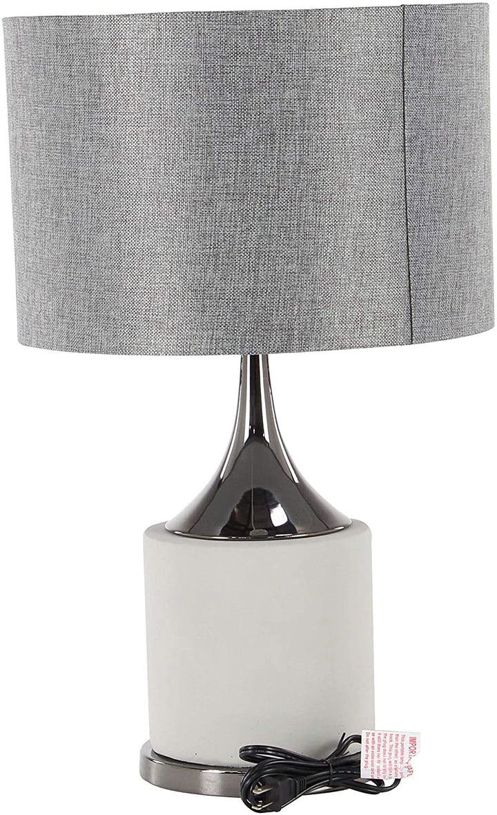 Grey Concrete Table Lamp 24" Uplight Desk Lamp Drum Shade Accent Reading Light Modern Offices Home Bedroom Living Room Iron