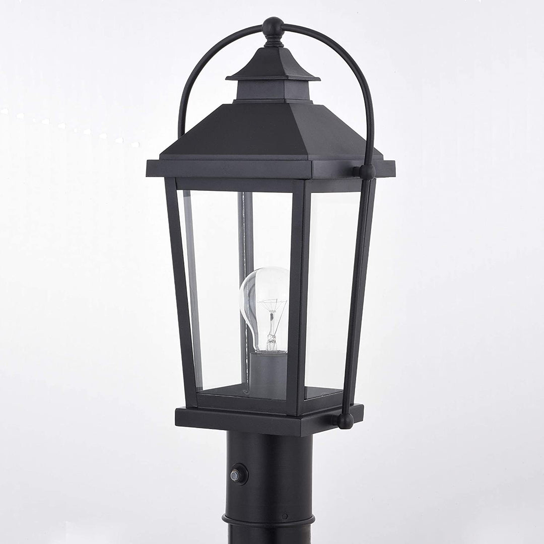 MISC 1 Light Dusk Dawn Black Outdoor Post Lamp Clear Glass 7 75 W X 17 75 H 6 5 D Steel Lights Water Resistant Weather