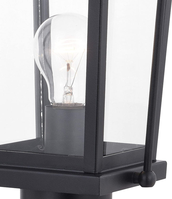 MISC 1 Light Dusk Dawn Black Outdoor Post Lamp Clear Glass 7 75 W X 17 75 H 6 5 D Steel Lights Water Resistant Weather