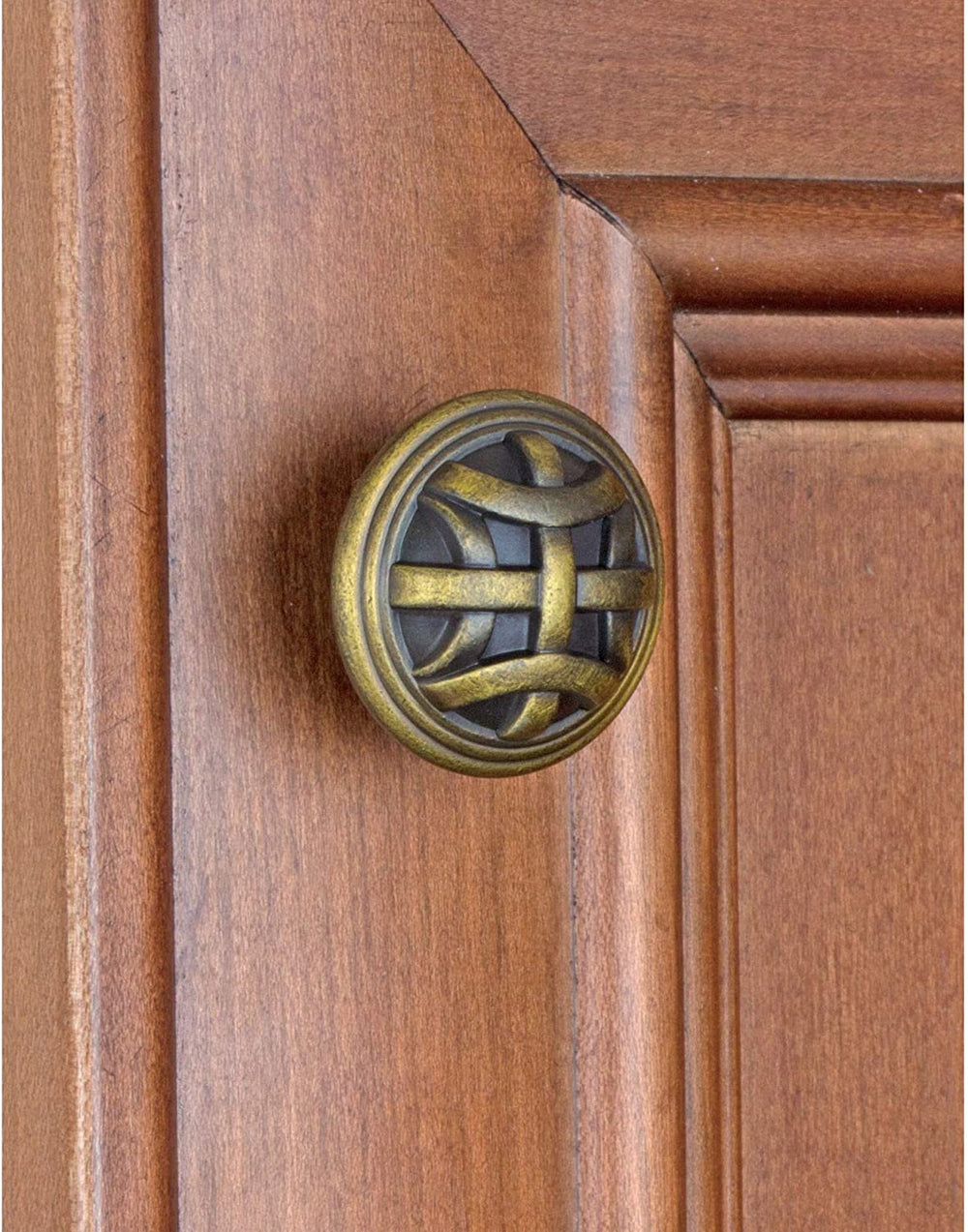 1 25 inch Antique Brass Round Braided Cabinet Knobs (Pack 10) Metal Finish - Diamond Home USA