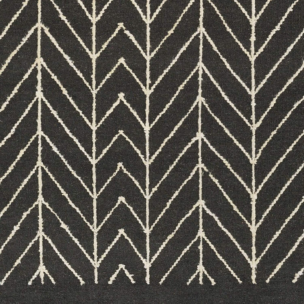 Hand Woven Somerton Indoor Area Rug 5' X 7'6" Black Ivory Chevron Geometric Modern Contemporary Rectangle Synthetic Viscose Wool Latex Free Handmade
