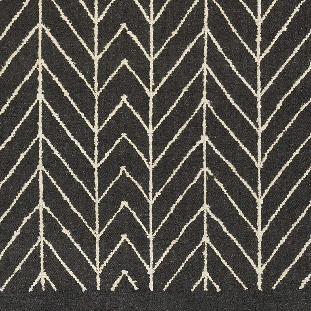 Hand Woven Somerton Indoor Area Rug 5' X 7'6" Black Ivory Chevron Geometric Modern Contemporary Rectangle Synthetic Viscose Wool Latex Free Handmade