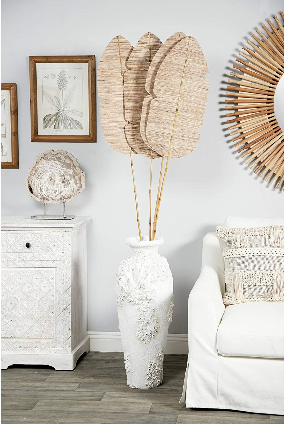 Set 4 Palm Leaf Bamboo Wood Fan Vase Fillers 13 X 1 79 Brown - Diamond Home USA