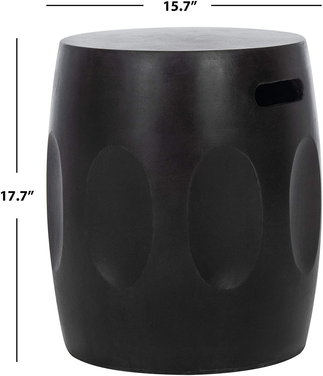 Indoor/Outdoor Modern Black Concrete Round Accent Table 15 7" W X L 17 7" H Contemporary Painted