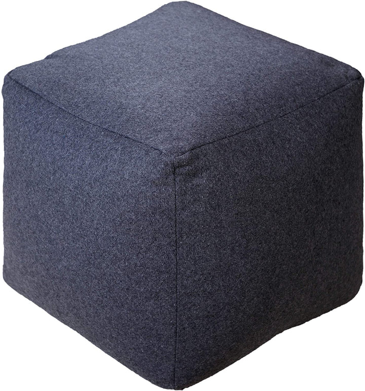 Dark Grey Square Designer Pouf Ottoman Solid Color