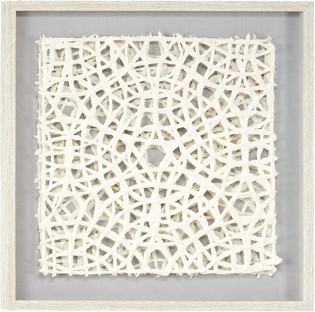 23 5" White Hand Cut Paper Abstract Art Shadow Box Square