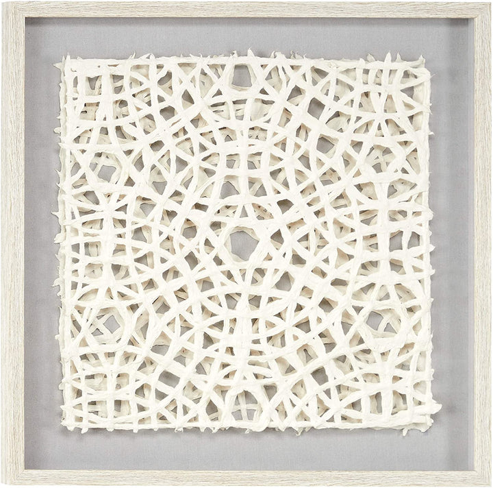 23 5" White Hand Cut Paper Abstract Art Shadow Box Square