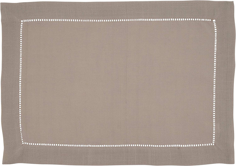 MISC Classic Hemstitch Border Placemat (Set 12) Brown Oblong Polyester