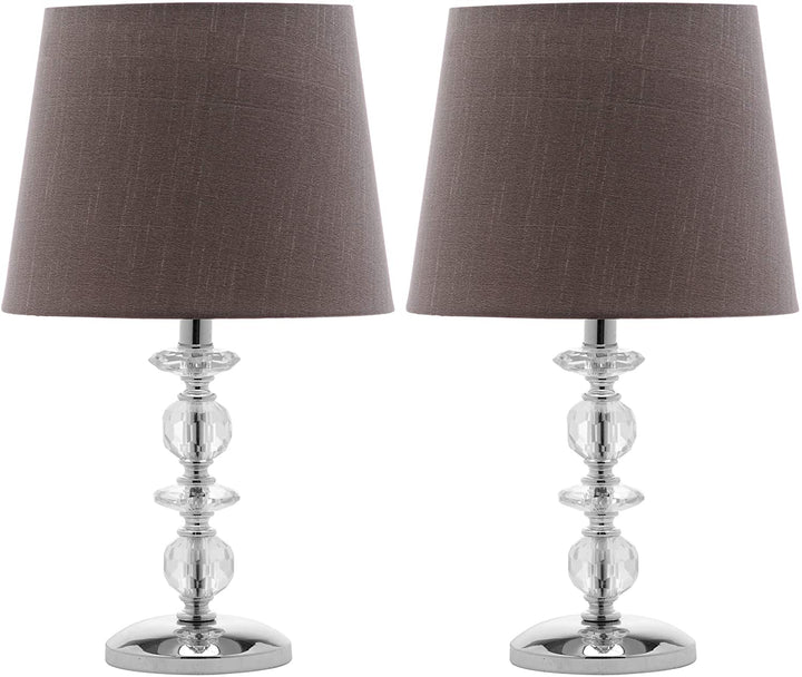 MISC Lighting 15 inch Grey Shade Stacked Crystal Orb Table Lamp (Set 2) 9"x9"x15" Clear Chrome Bulbs Included