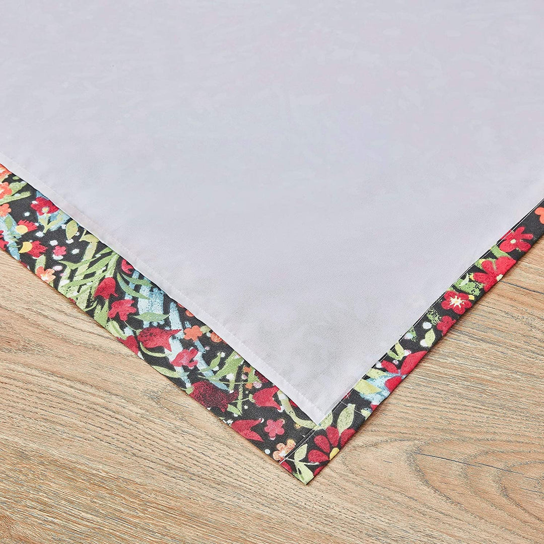 Curtain Panel Pair 84 X Inches Black Gold Green Floral Bohemian Eclectic Modern Contemporary Transitional Microfiber Includes Tiebacks Lined - Diamond Home USA