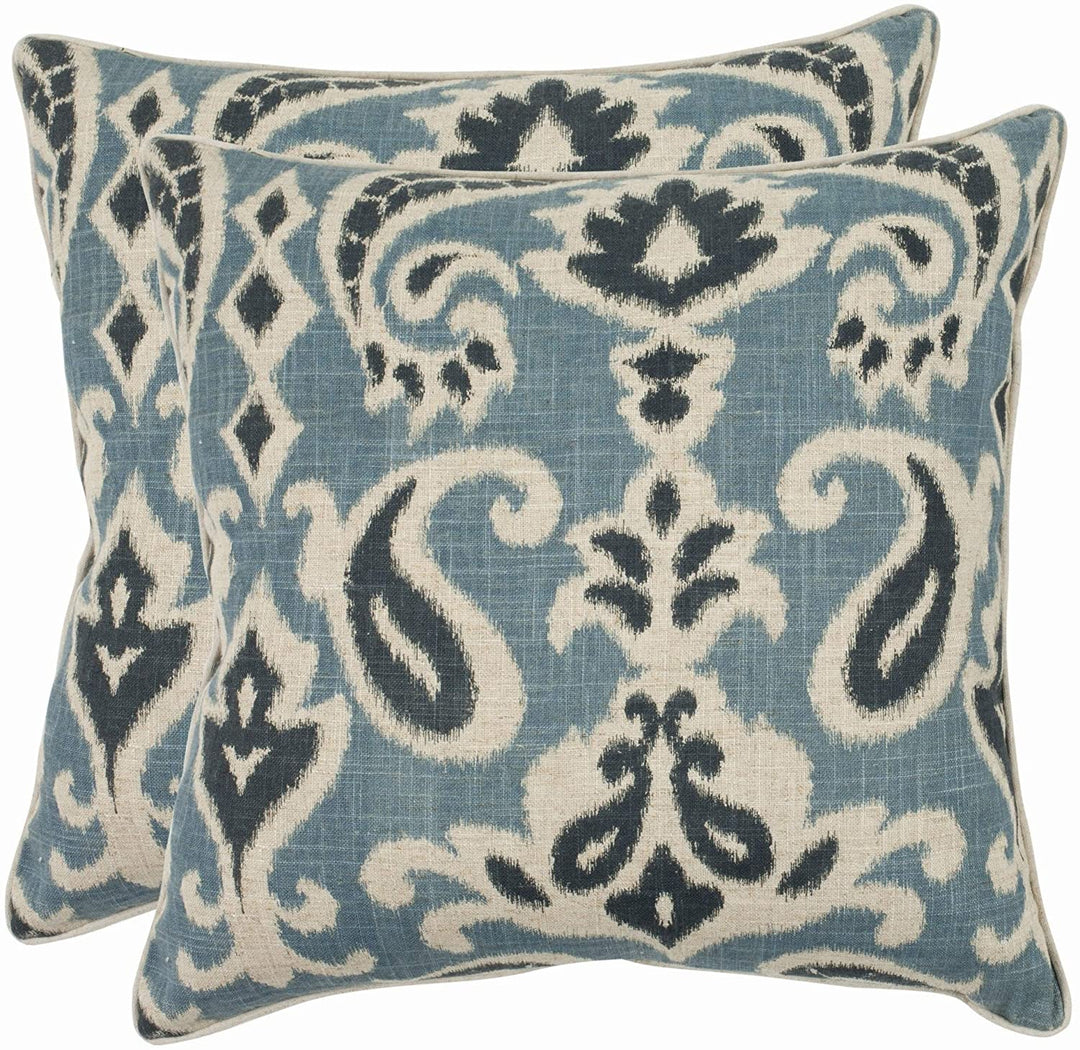 Paisley 22 inch Blue Decorative Pillows (Set 2) Damask