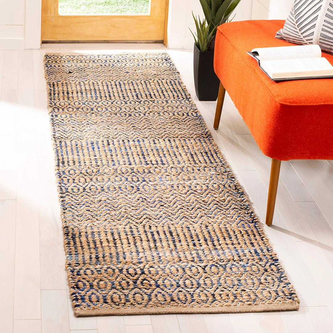 Blue Jute Rug 2'3"x8' Ft Natural Sisal Rug Seagrass Mat