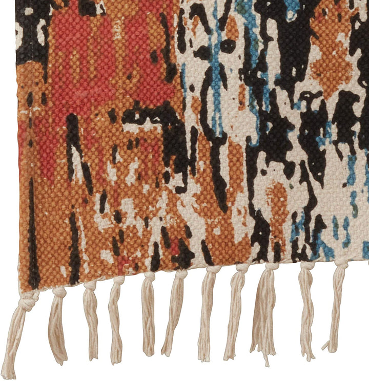 Rug Runner Distressed Design Orange Cotton - Diamond Home USA