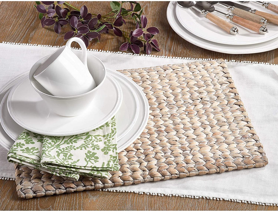 Water Woven Placemats (Set 4) White Oblong - Diamond Home USA