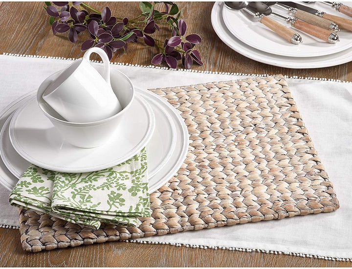 Water Woven Placemats (Set 4) White Oblong - Diamond Home USA