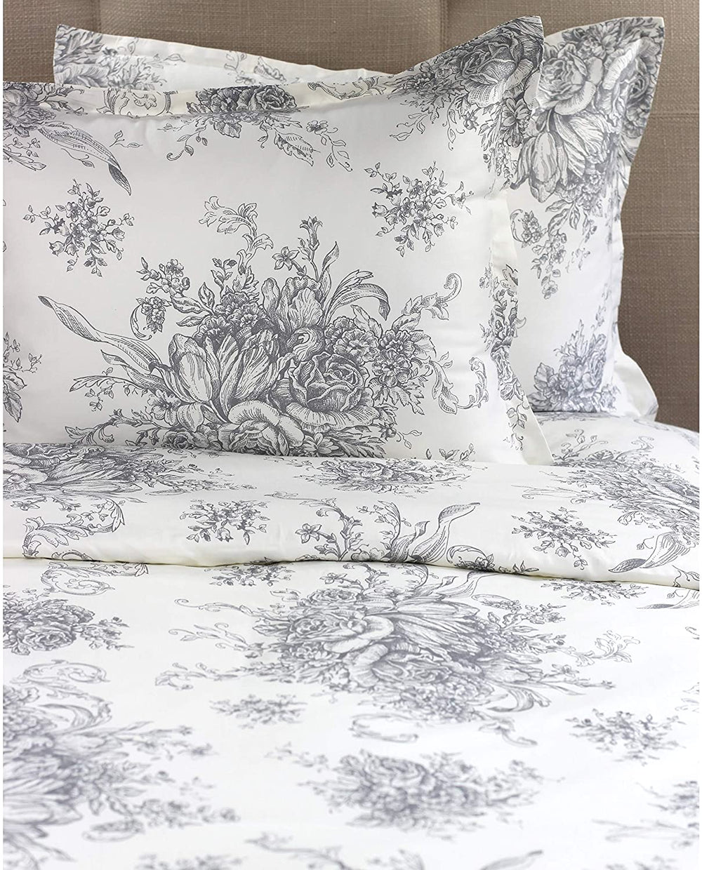 MISC Printed Design Cotton 400 Thread Count Grey Duvet Set Twin 2 Piece Designer 3