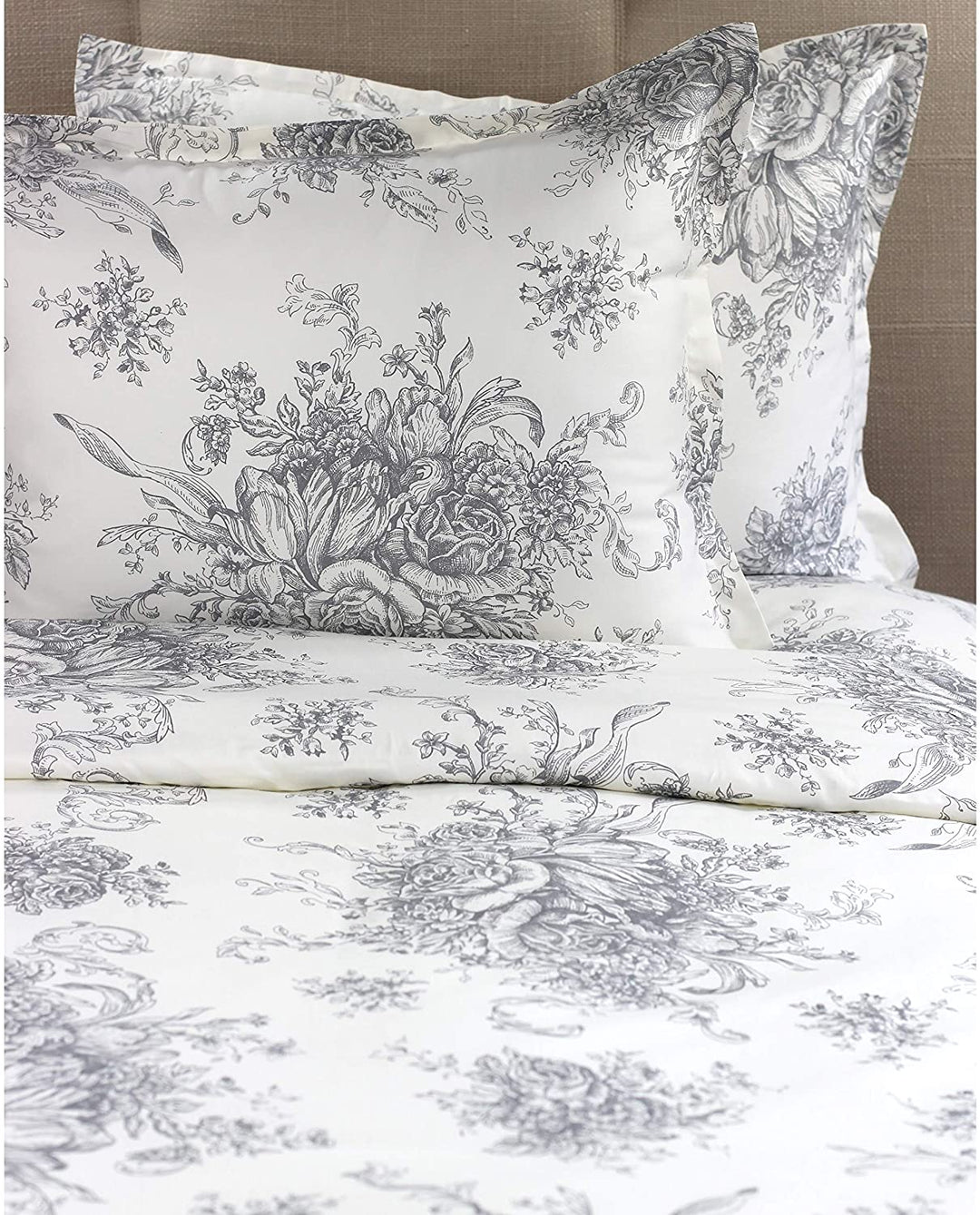 MISC Printed Design Cotton 400 Thread Count Grey Duvet Set Twin 2 Piece Designer 3