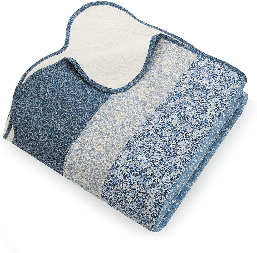 Queen Bedspread Blue Cotton