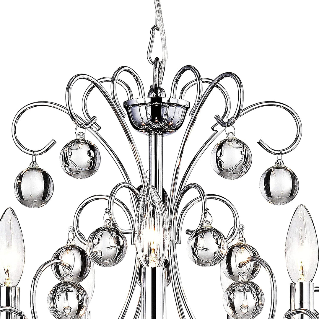 5 Light Crystal Chandelier Grey Modern Contemporary Metal
