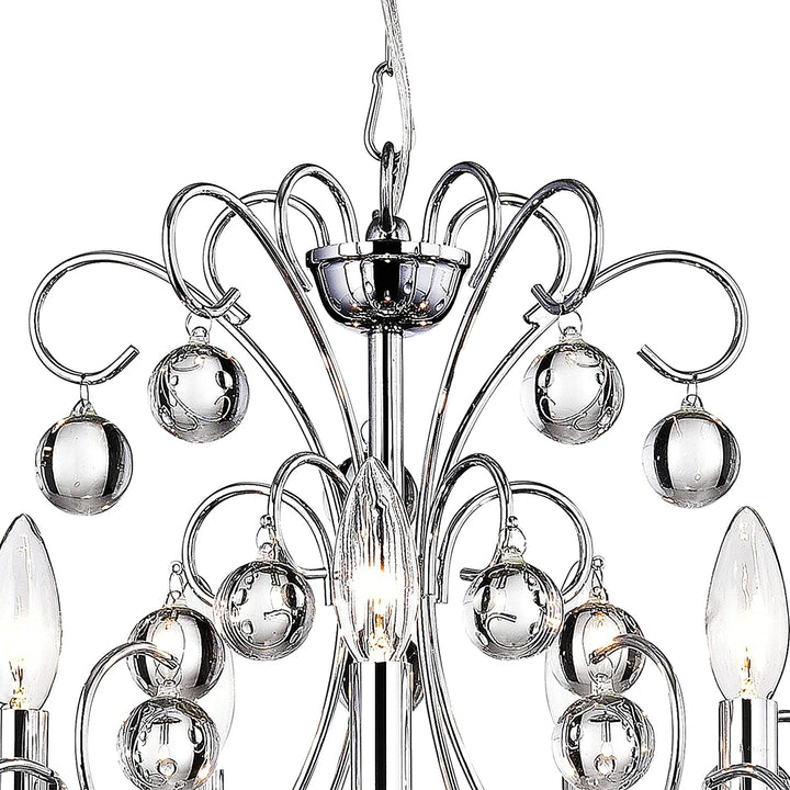 5 Light Crystal Chandelier Grey Modern Contemporary Metal