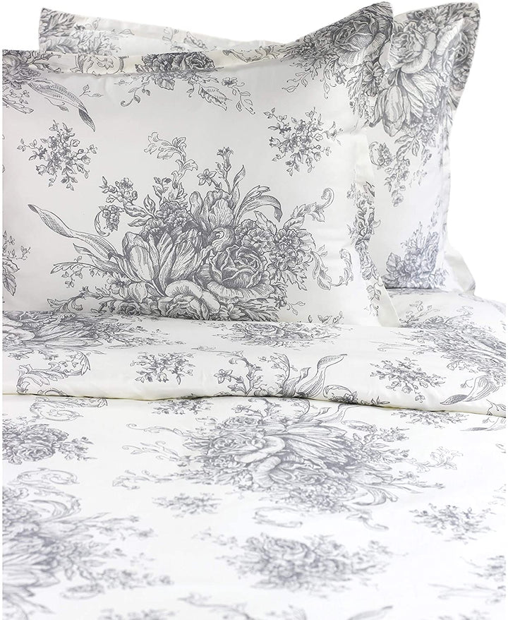Printed Design Cotton 400 Thread Count Grey Duvet Set Twin 2