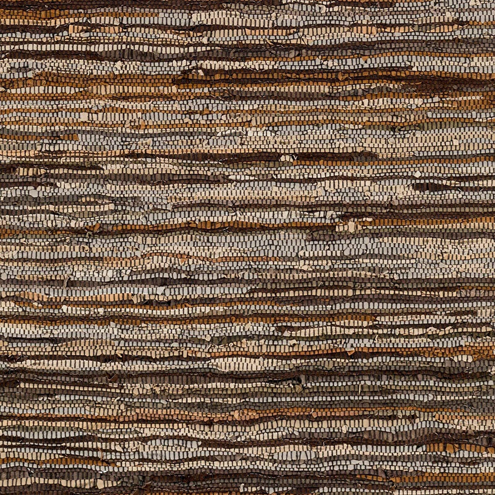MISC Hand Woven Area Rug 2' X 3' Brown Grey Abstract Nature Stripe Casual Traditional Rectangle Cotton Leather Natural Fiber Latex Free Handmade
