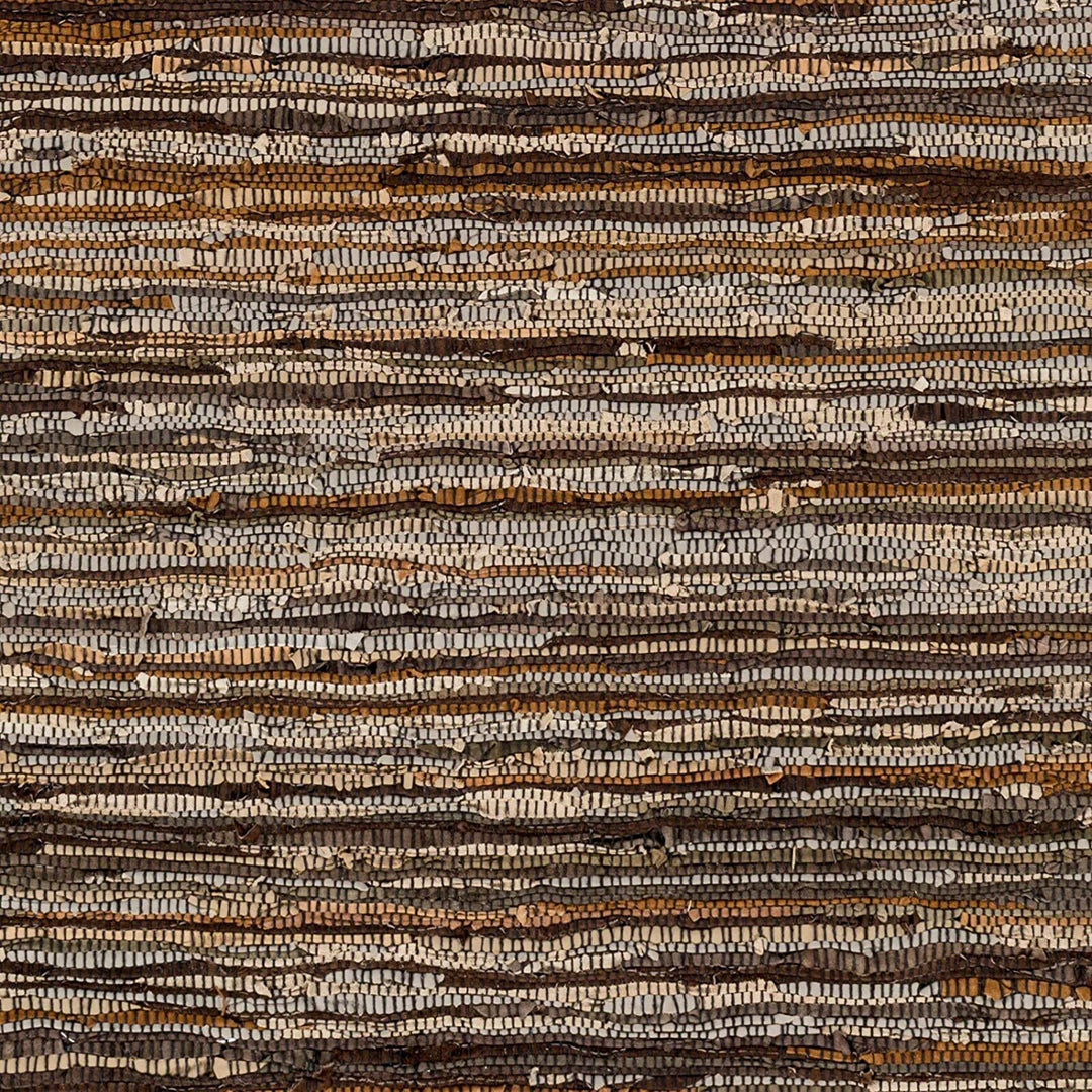 MISC Hand Woven Area Rug 2' X 3' Brown Grey Abstract Nature Stripe Casual Traditional Rectangle Cotton Leather Natural Fiber Latex Free Handmade