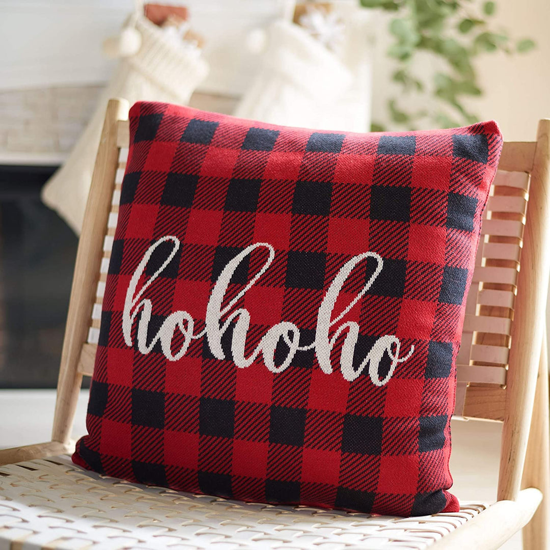 Holiday Ho Red Gingham 20 inch Decorative Pillow Quotes