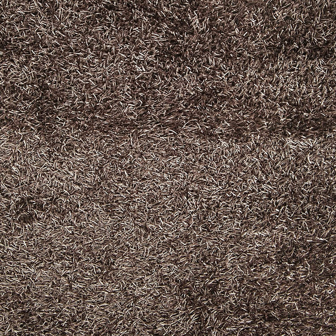 MISC Hand Woven Brown Soft Shag Area Rug 1'9" X 2'10" Black Solid Casual Polyester Synthetic Latex Free Handmade